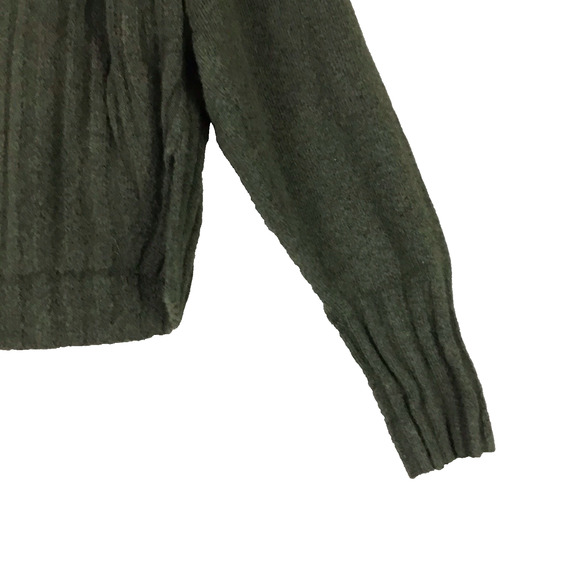 Top Shop Green Mock Neck High Low Sweater Lightweight Cropped Size Medium - Picture 4 of 11